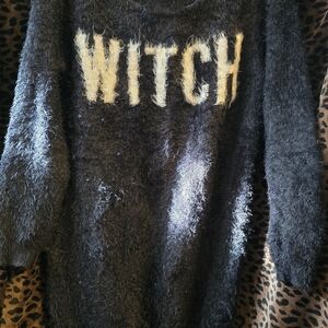 Killstar Black Crew Neck Sweater Witch Text